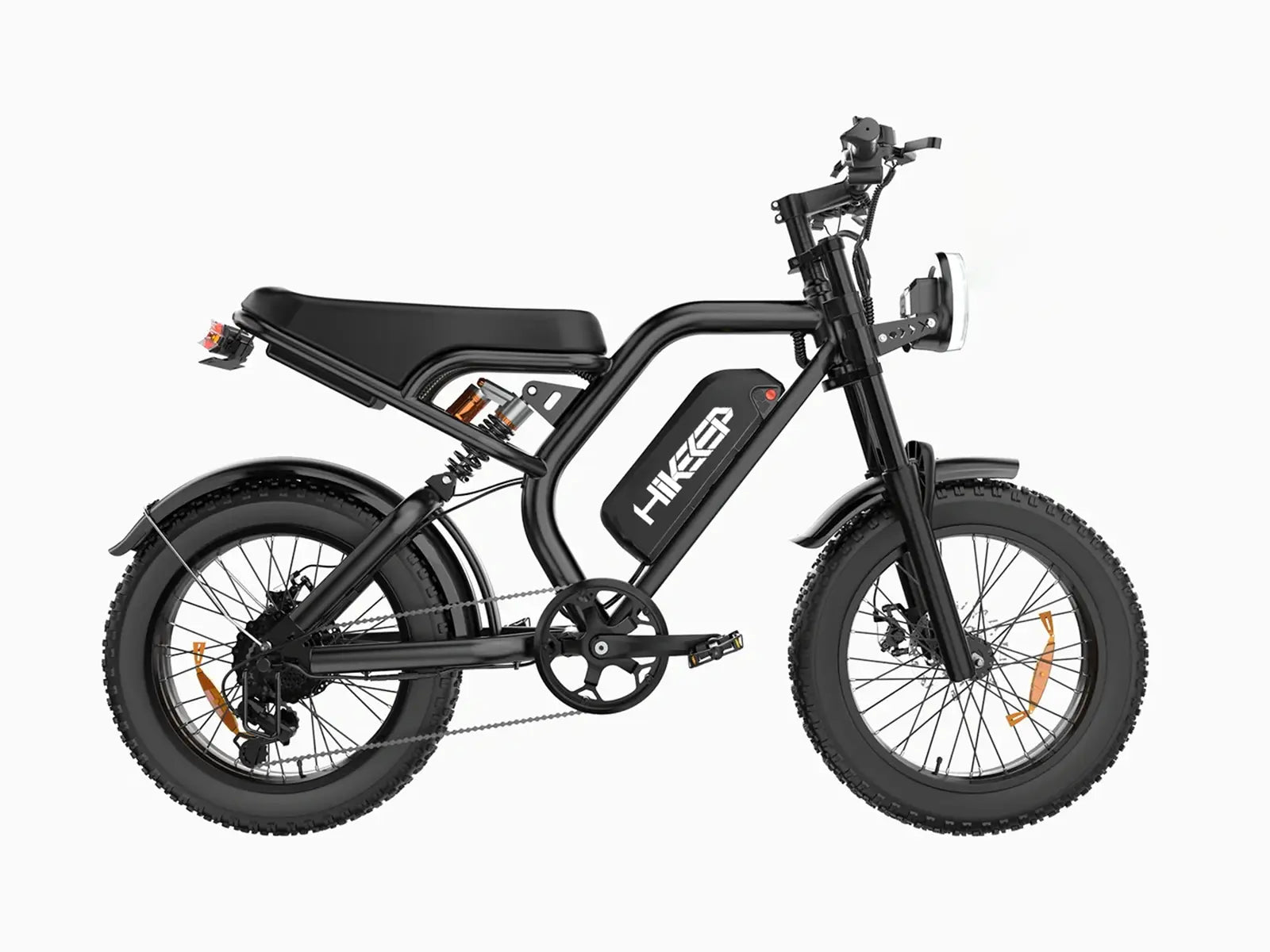Hikeep K6 all-terrain electric bike with 20"x4.0" fat tires, 1500W motor, and full suspension in black