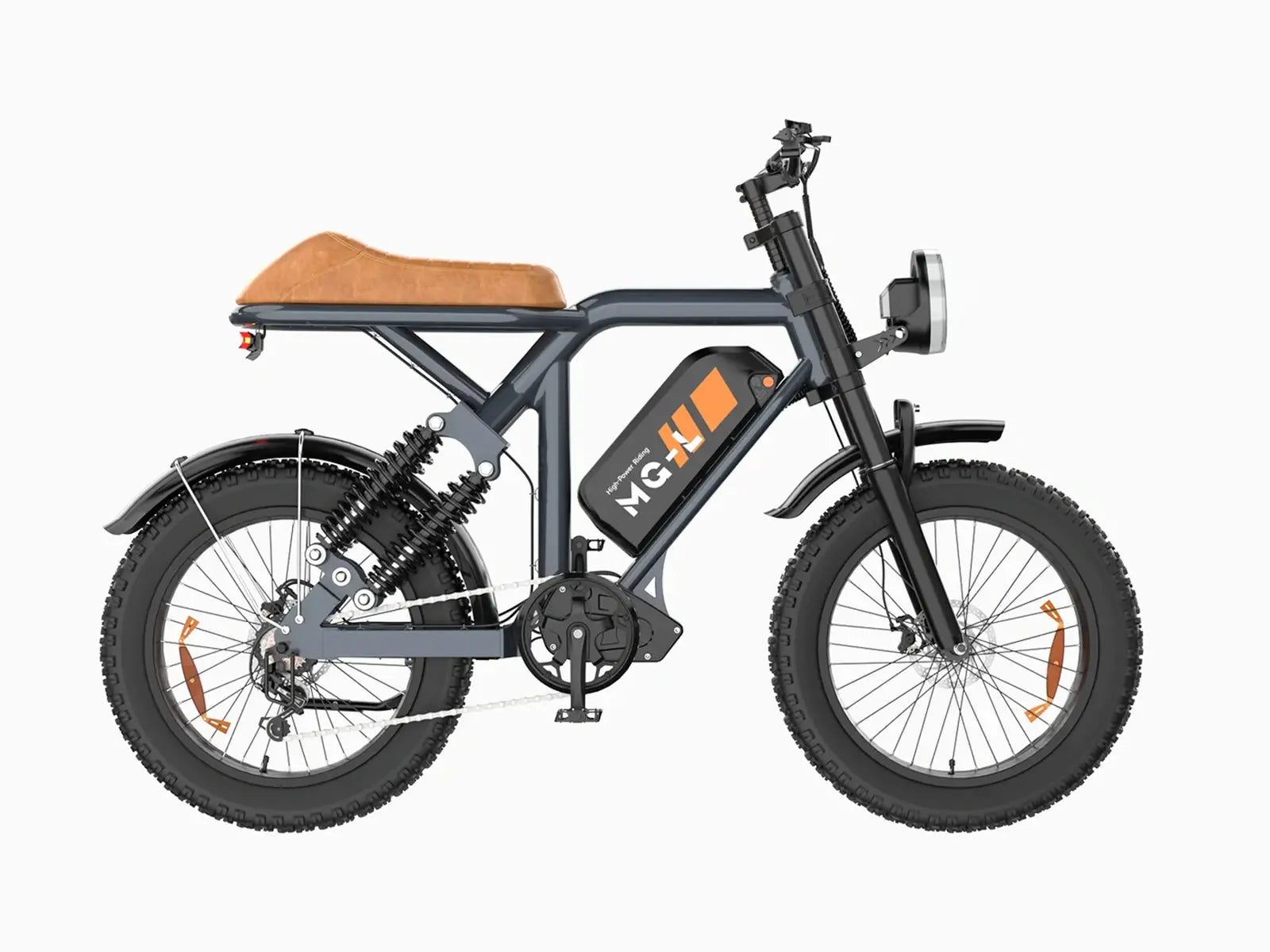 Hikeep MG 1500W high-speed fat tire electric bike with full suspension and 30+ MPH capability for all-terrain riding