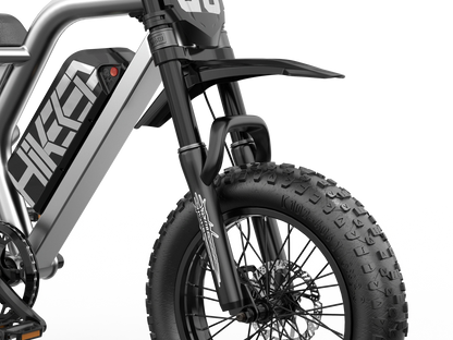 Front and rear full suspension system on Hikeep K6 Mini ebike for smooth off-road riding
